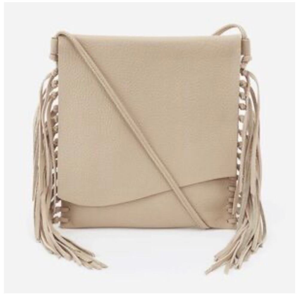 Hobo Rapture Fringe Crossbody Bag Tan Leather Boho Festival Purse